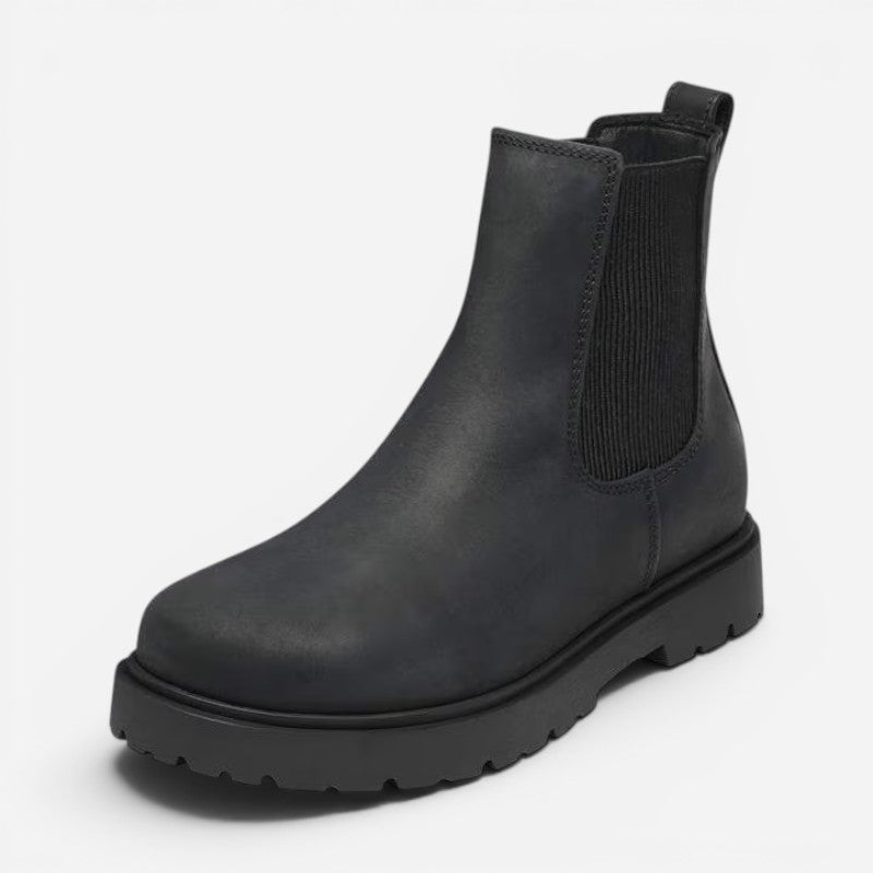 Highwood Slip-On Black Oiled Leather Narrow