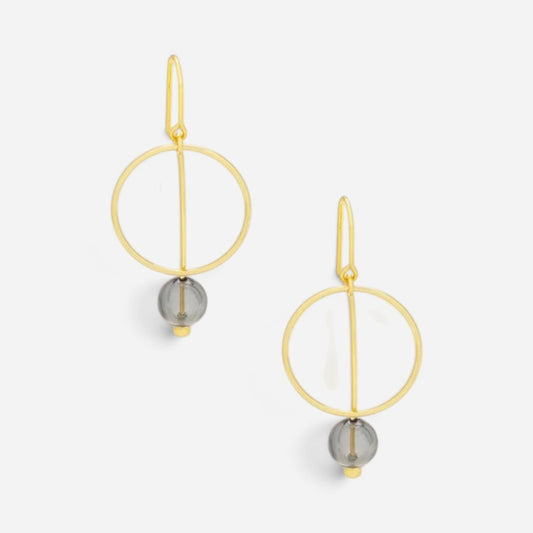 Refined Glass Drop Earrings Smoke/Gold